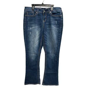 Seven7 Womens Rocker Slim Jeans Size 12 Distressed Dark Wash Denim